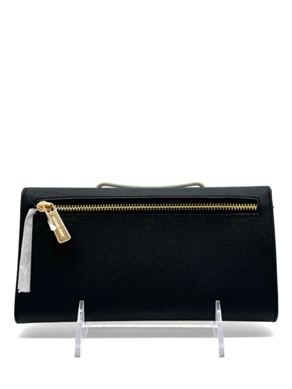 Michael Kors Large Trifold Wallet Black/Gold - Picture 3 of 7